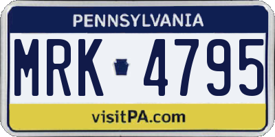 PA license plate MRK4795