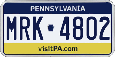 PA license plate MRK4802