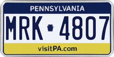 PA license plate MRK4807