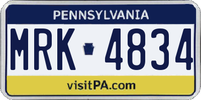 PA license plate MRK4834