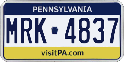 PA license plate MRK4837