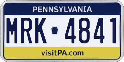 PA license plate MRK4841