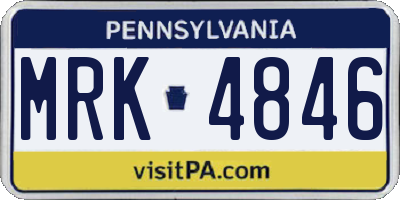 PA license plate MRK4846