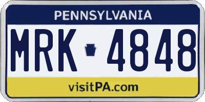 PA license plate MRK4848