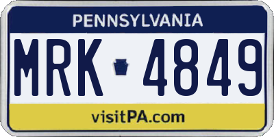 PA license plate MRK4849
