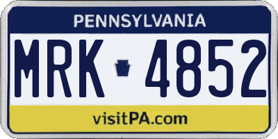 PA license plate MRK4852