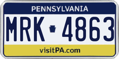 PA license plate MRK4863