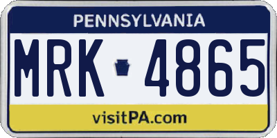 PA license plate MRK4865
