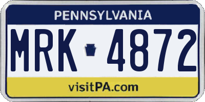 PA license plate MRK4872