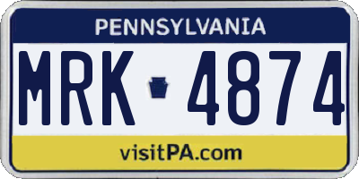 PA license plate MRK4874