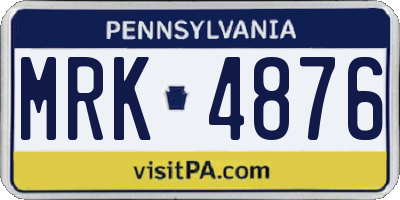 PA license plate MRK4876