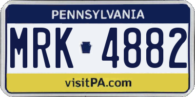 PA license plate MRK4882
