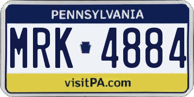 PA license plate MRK4884
