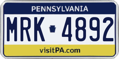 PA license plate MRK4892