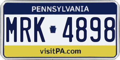 PA license plate MRK4898