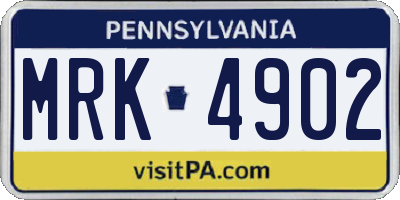 PA license plate MRK4902