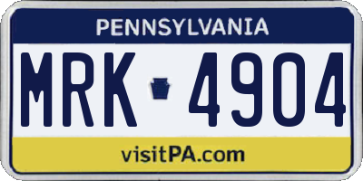 PA license plate MRK4904