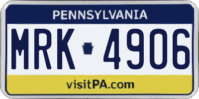 PA license plate MRK4906