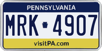 PA license plate MRK4907