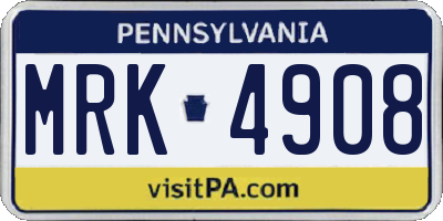 PA license plate MRK4908