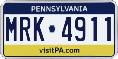 PA license plate MRK4911