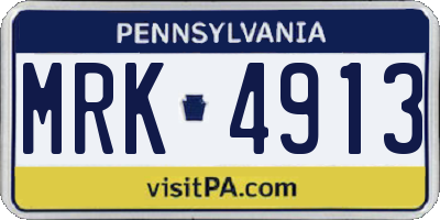 PA license plate MRK4913