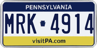 PA license plate MRK4914