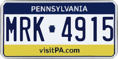 PA license plate MRK4915