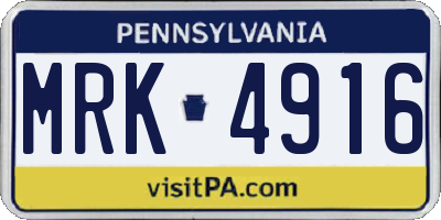 PA license plate MRK4916