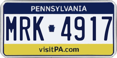 PA license plate MRK4917