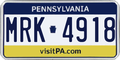 PA license plate MRK4918