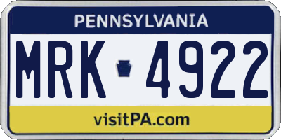 PA license plate MRK4922