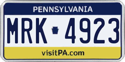 PA license plate MRK4923