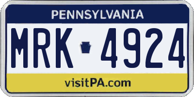 PA license plate MRK4924