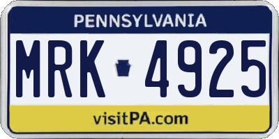 PA license plate MRK4925