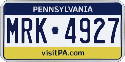 PA license plate MRK4927