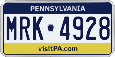 PA license plate MRK4928
