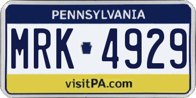 PA license plate MRK4929