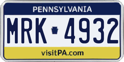 PA license plate MRK4932