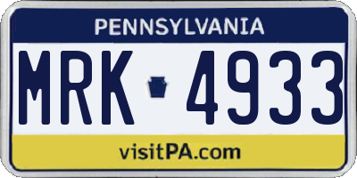 PA license plate MRK4933
