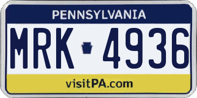 PA license plate MRK4936