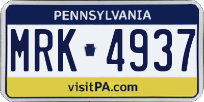 PA license plate MRK4937