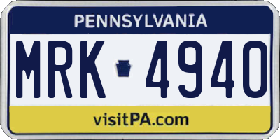 PA license plate MRK4940
