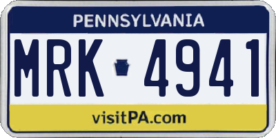 PA license plate MRK4941