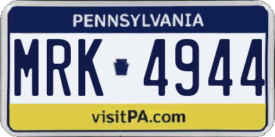 PA license plate MRK4944