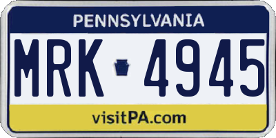 PA license plate MRK4945