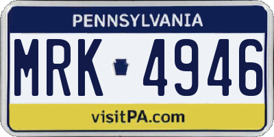 PA license plate MRK4946