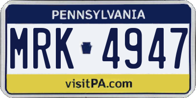 PA license plate MRK4947