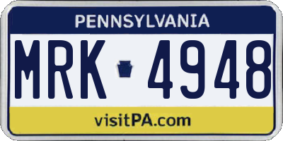PA license plate MRK4948