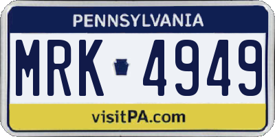 PA license plate MRK4949